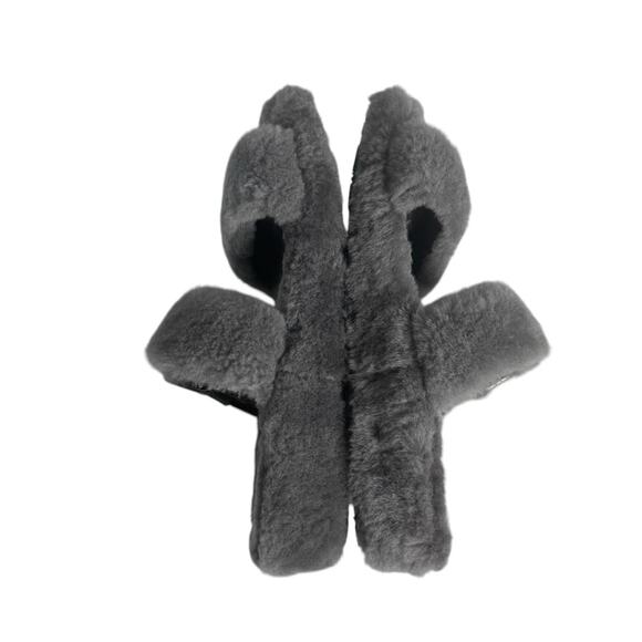 Ugg‎ Fuzz Yeah Slippers Gray Shearling Fuzzy Slide Big Buckle Sandals Women’s 9 - Picture 6 of 9